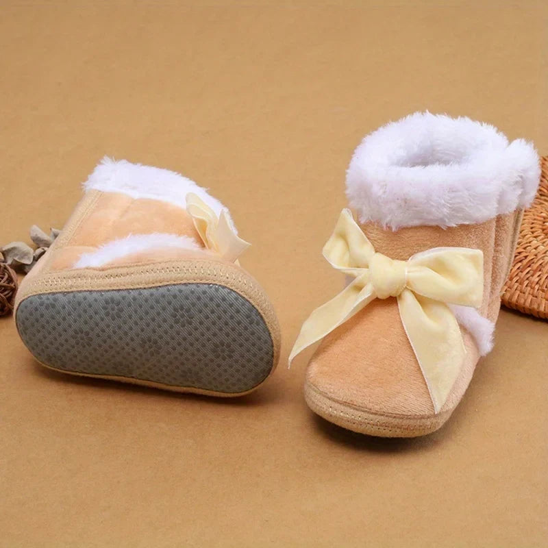 Baby Girls Winter Snow Boots – Warm Plush Anti-Slip 0–18M