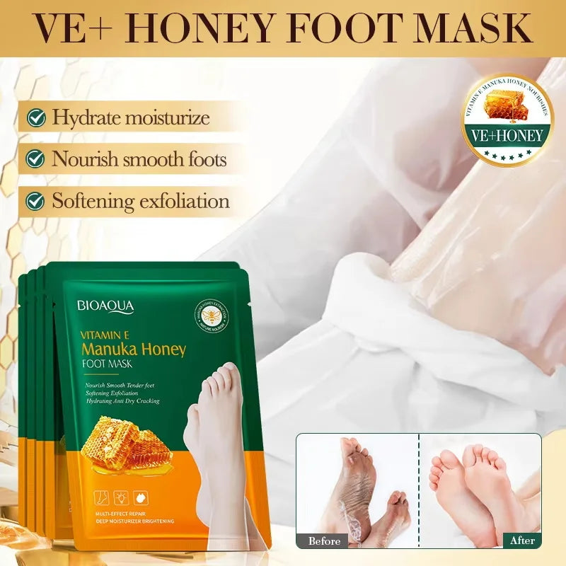 BIOAOUA Vitamin E & Manuka Honey Foot Mask | Deep Moisture
