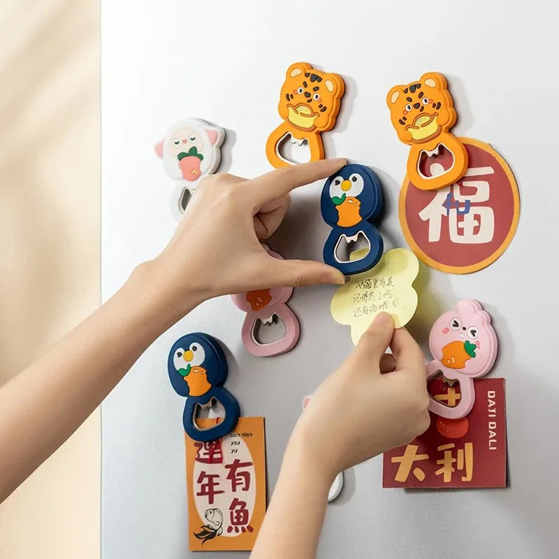 Cartoon Small Animal Bottle Opener Refrigerator Magnet Pvc Soft Glue