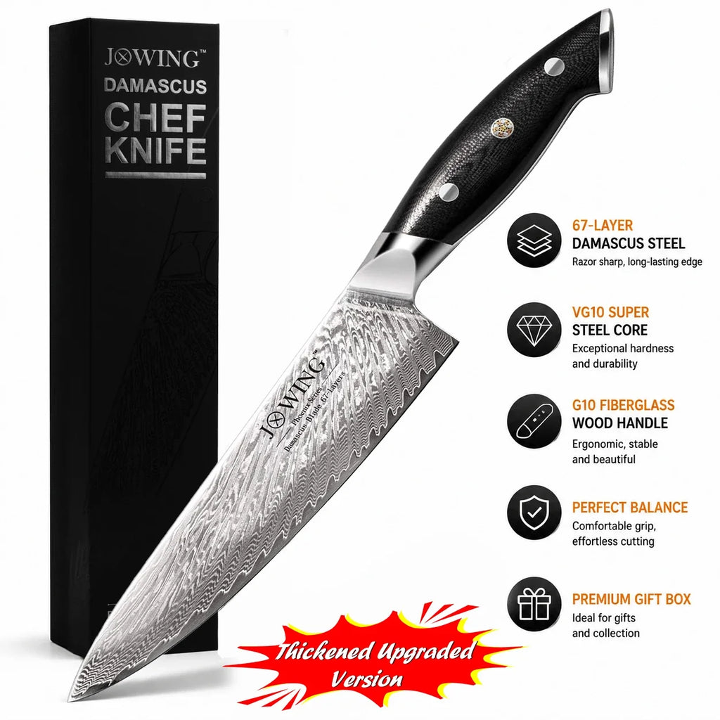 67-Layer Damascus Steel Chef's Knife – 20cm Wood Handle