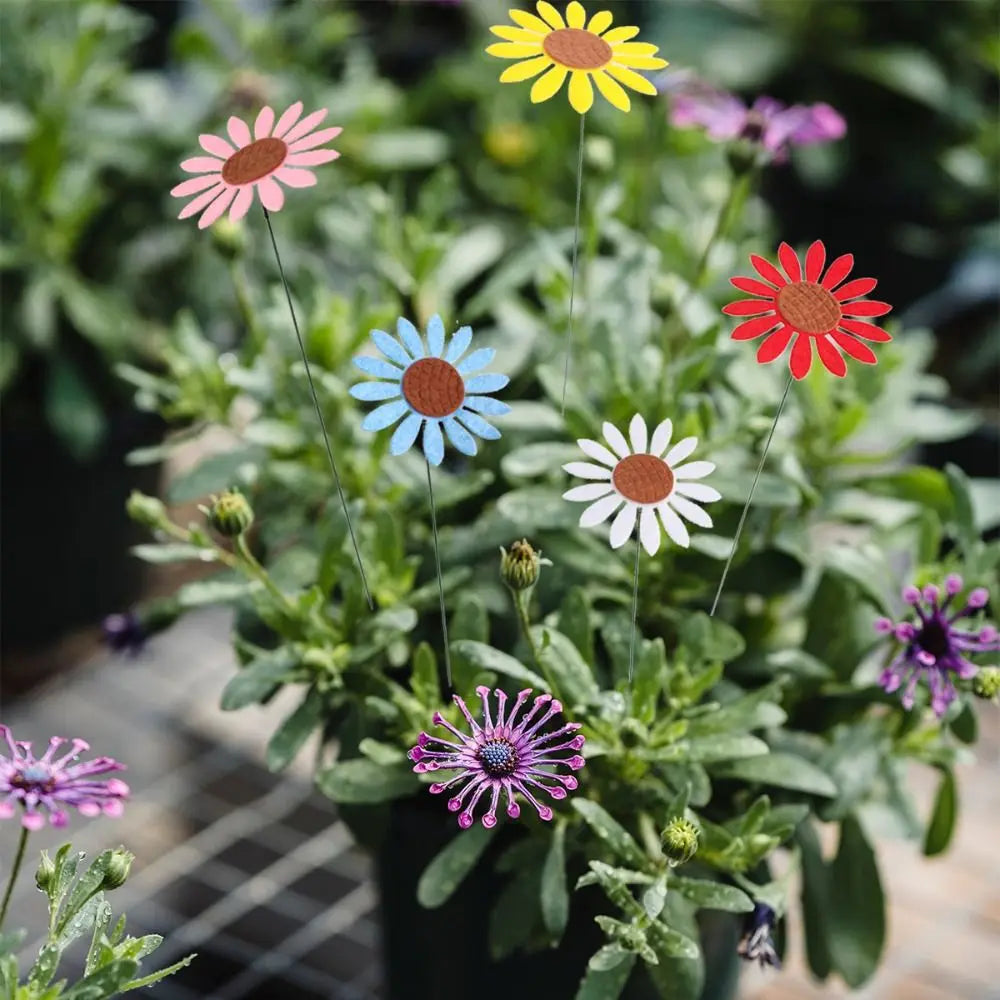 10pcs Colorful Metal Flower Garden Stakes | Decorative Ground Plugs