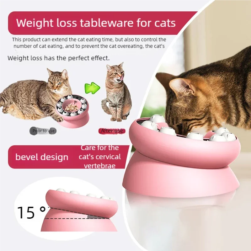 Cat Puzzle Slow Feeder Bowl | Elevated Interactive Cat Toy