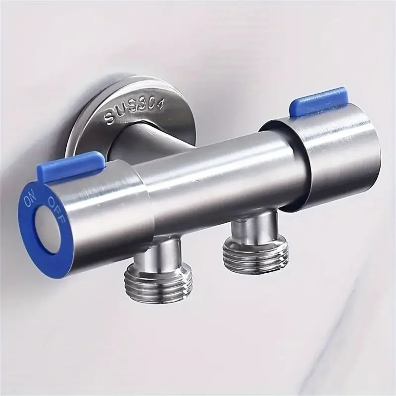 Stainless Steel G1/2 Double Outlet Angle Valve | Bathroom Faucet