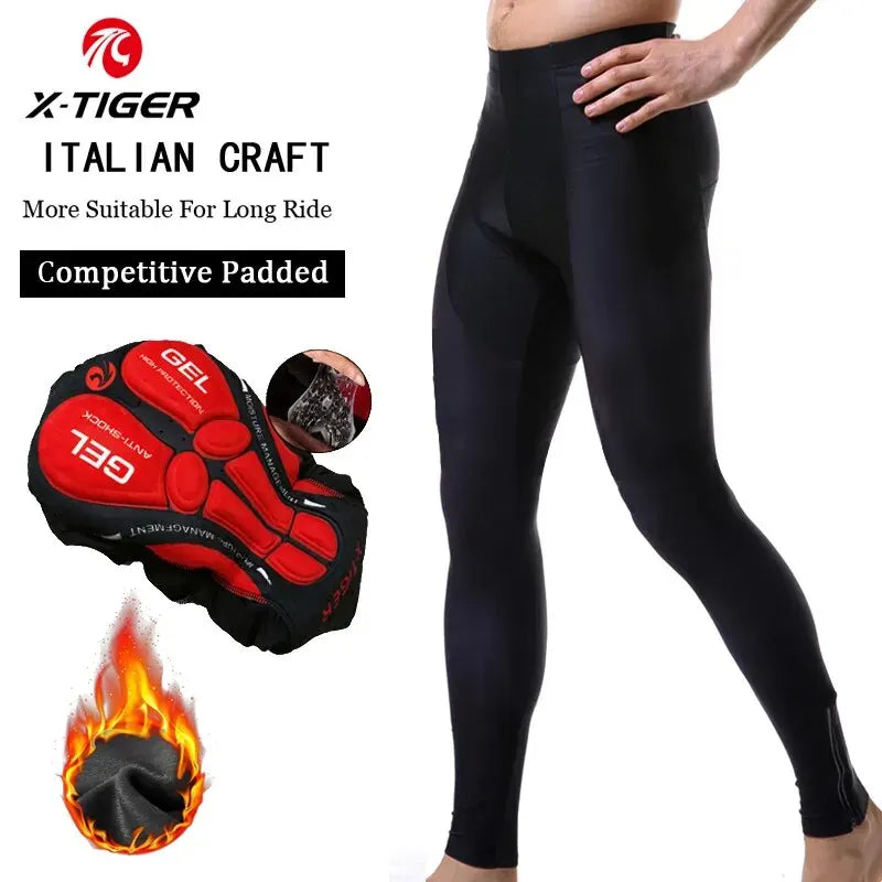 X-TIGER Men's Winter Thermal Cycling Tights – 5D Gel Pad