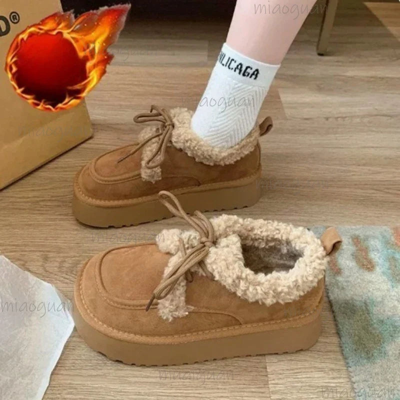 Women's Fur-Lined Snow Boots – Plush Platform Winter Booties