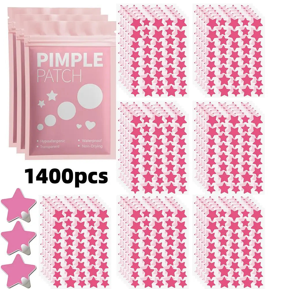 1400pcs Pink Star Hydrocolloid Acne Patches – Ultra-Thin