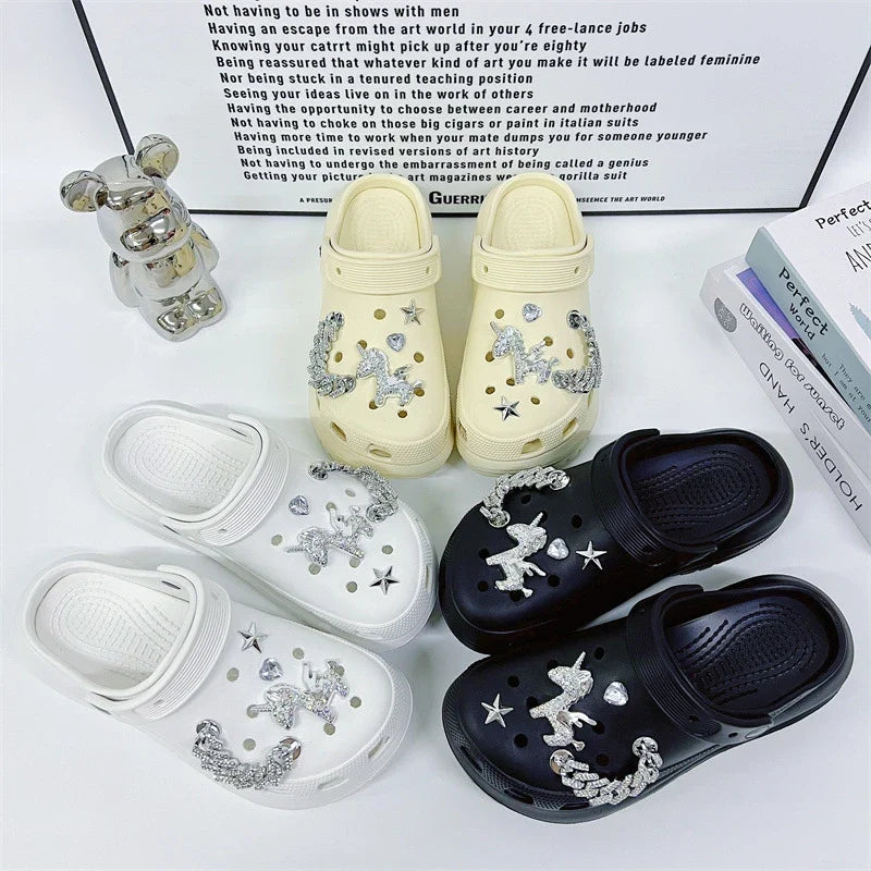 Fashionable Shoe Accessory Made Metal Chain Clasp Removable Suitable
