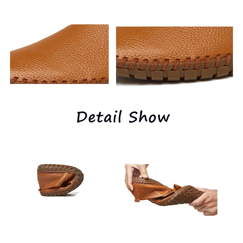 Lorilury Men's Leather Moccasin Loafers | Sizes 6–15 | Slip-On