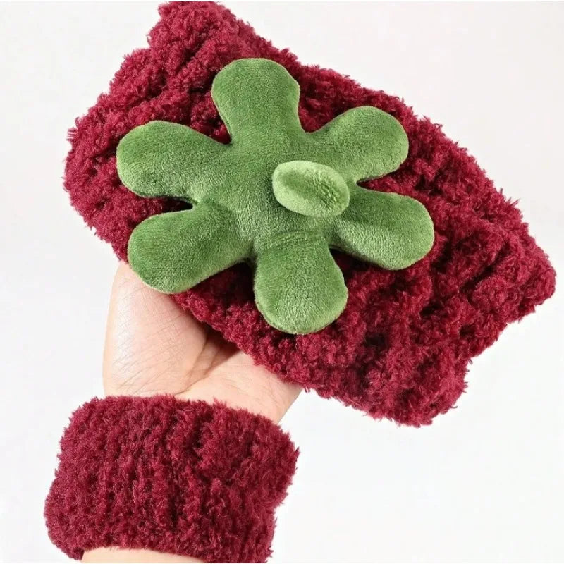 Strawberry Terry Cloth Headband & Wristband Set – 3 Pcs