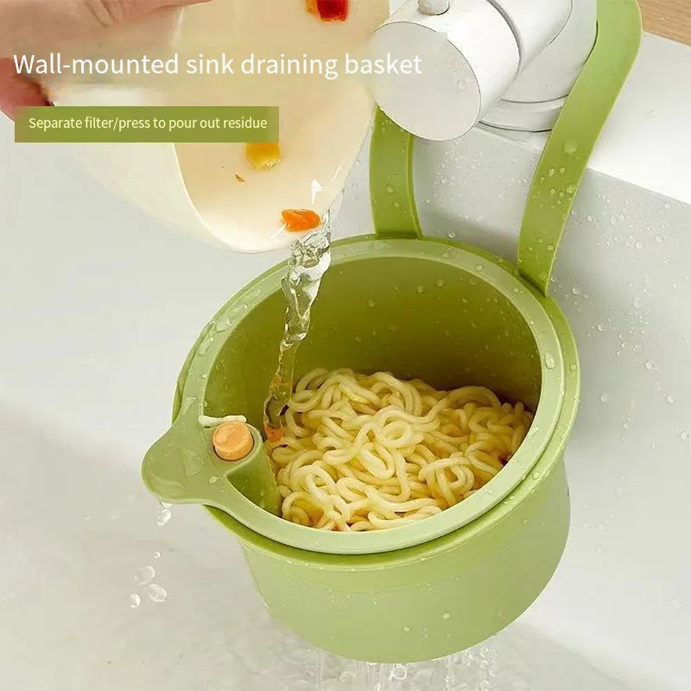 Sink Hanging Strainer Basket – Snap-On Faucet Drain Organizer