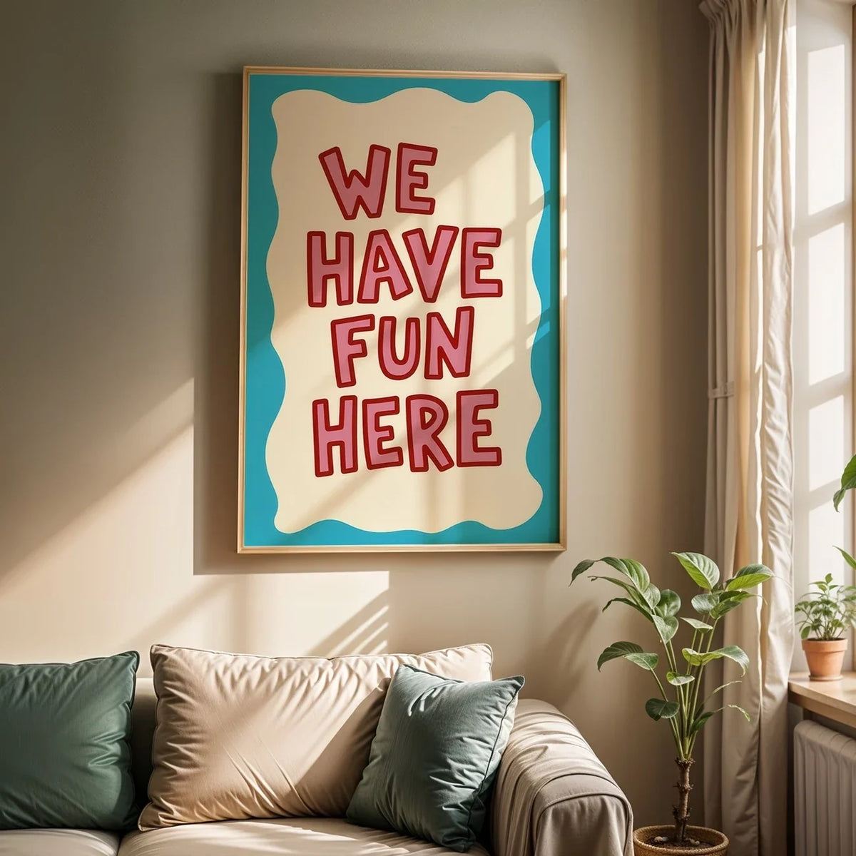 "We Have Fun Here" Minimalist Quote Canvas Wall Art Print