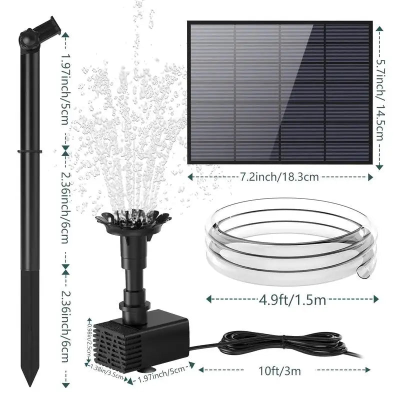 AISITIN 3.5W Solar Fountain Pump – 16 Nozzles for Bird Bath
