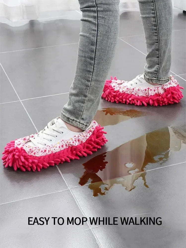 Chenille Mop Slippers Microfiber Floor Cleaning Shoe Covers 2pc