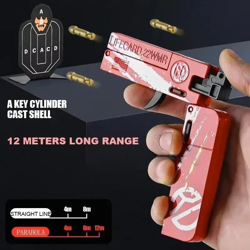 Metal Folding Toy Gun with Soft Bullets – Alloy Pistol Model