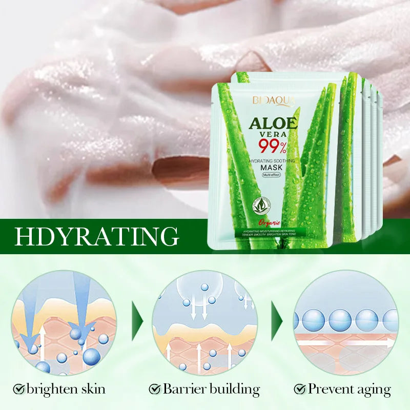 BIOAQUA Aloe Vera Facial Masks – Hydrating & Brightening 5/10pk