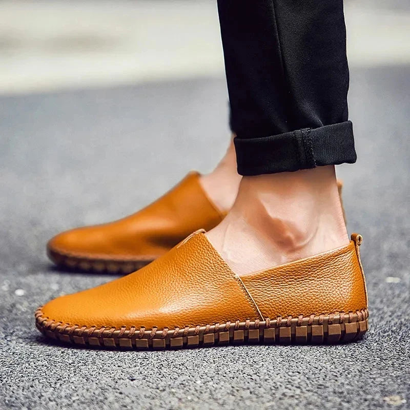 Lorilury Men's Leather Moccasin Loafers | Sizes 6–15 | Slip-On