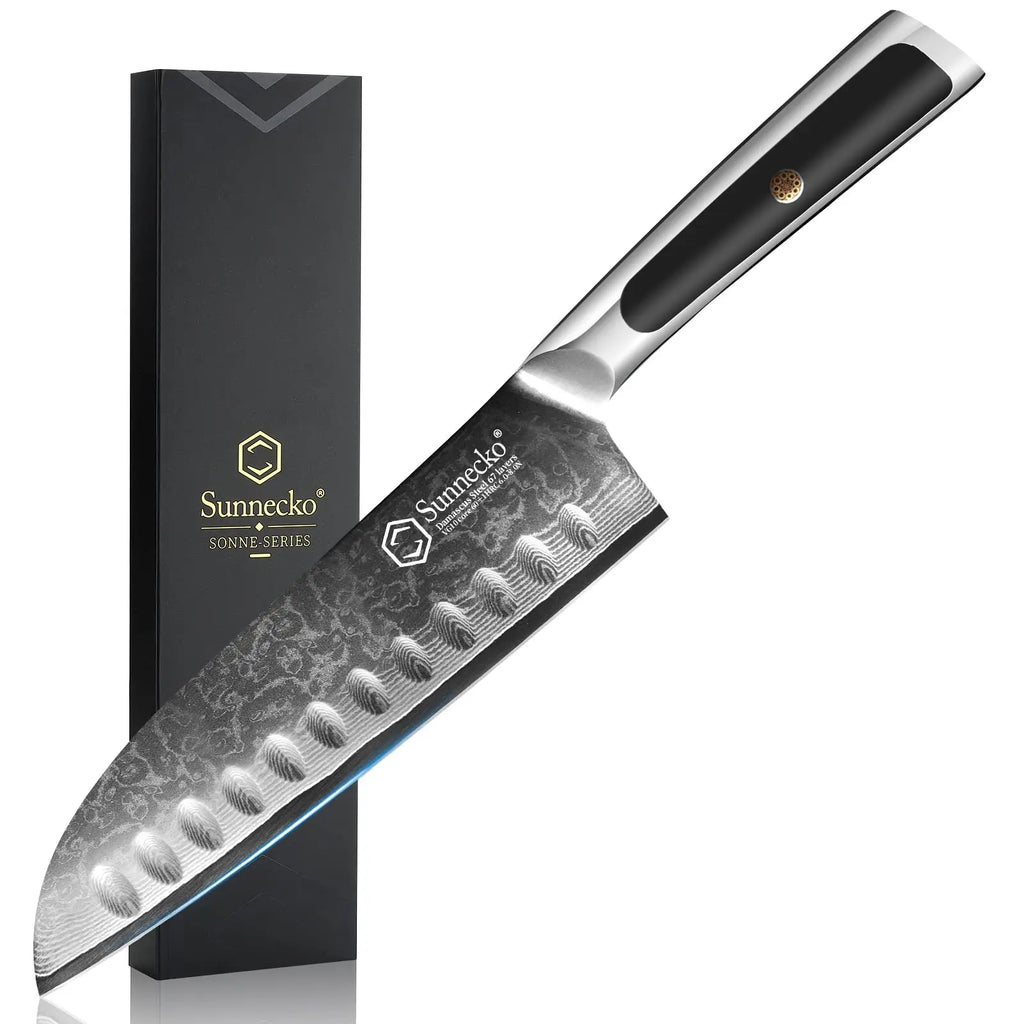 Sunnecko 7" Damascus Steel Santoku Knife – 67-Layer Japanese