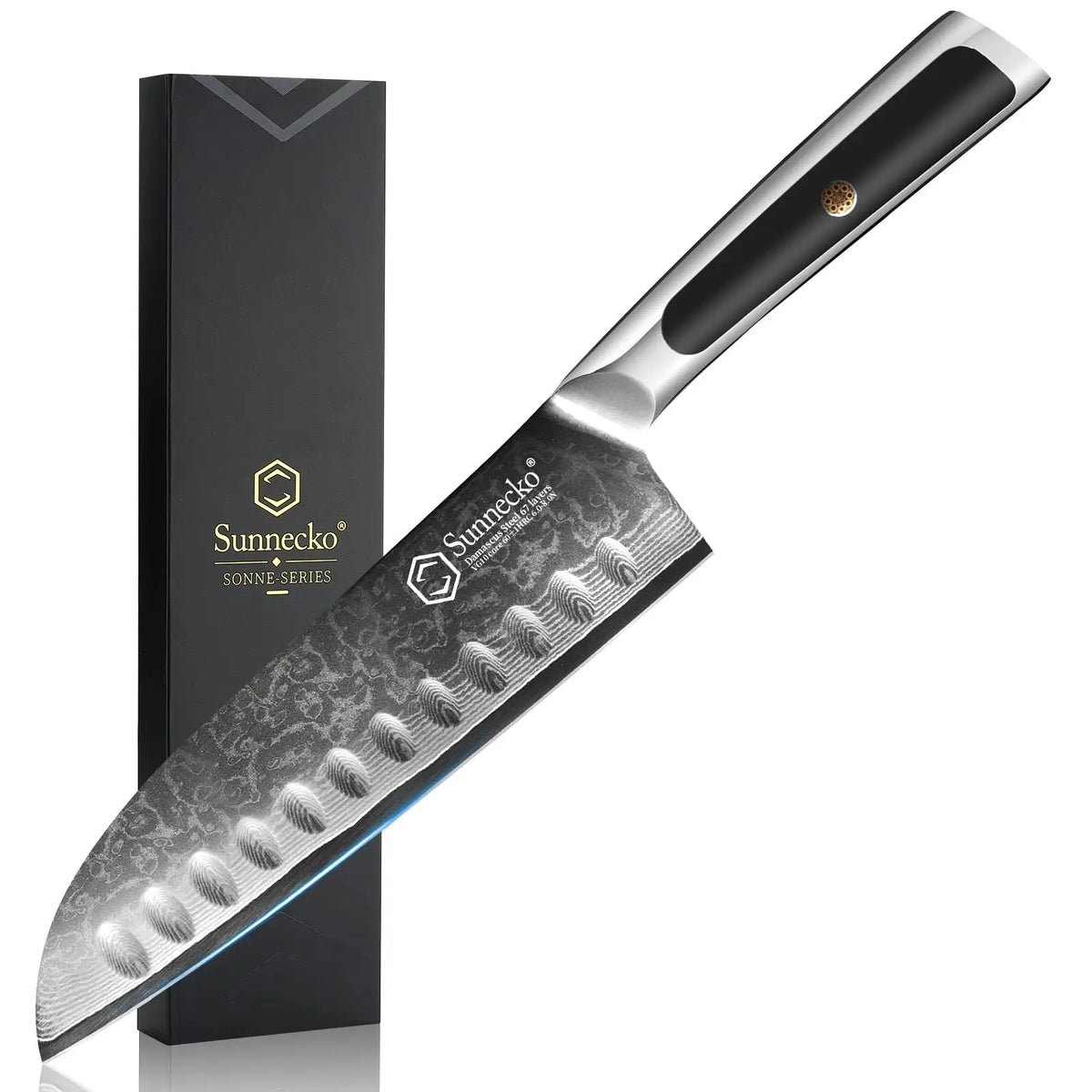 Sunnecko 7" Damascus Steel Santoku Knife – 67-Layer Japanese