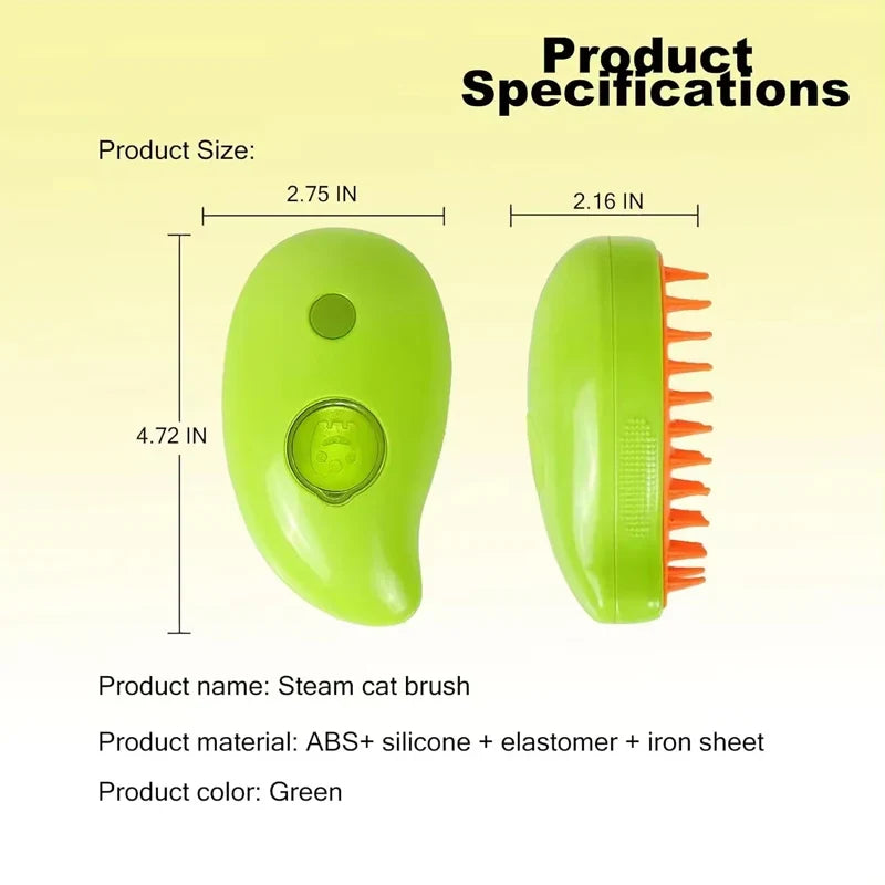 3-in-1 Electric Pet Grooming Comb – Steam Spray & Spin Brush