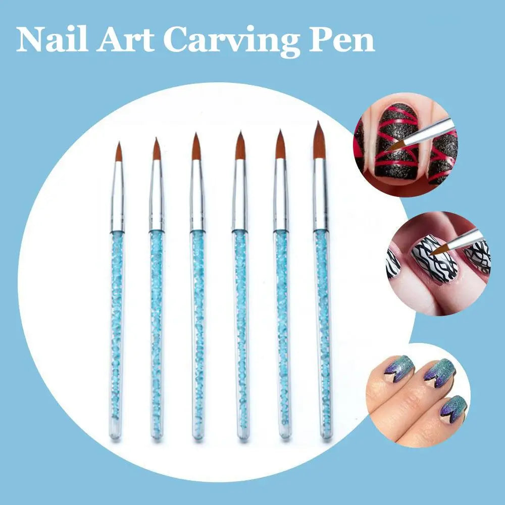 6-Piece Nail Art Brush Set – UV Gel, Acrylic & Glitter Pens