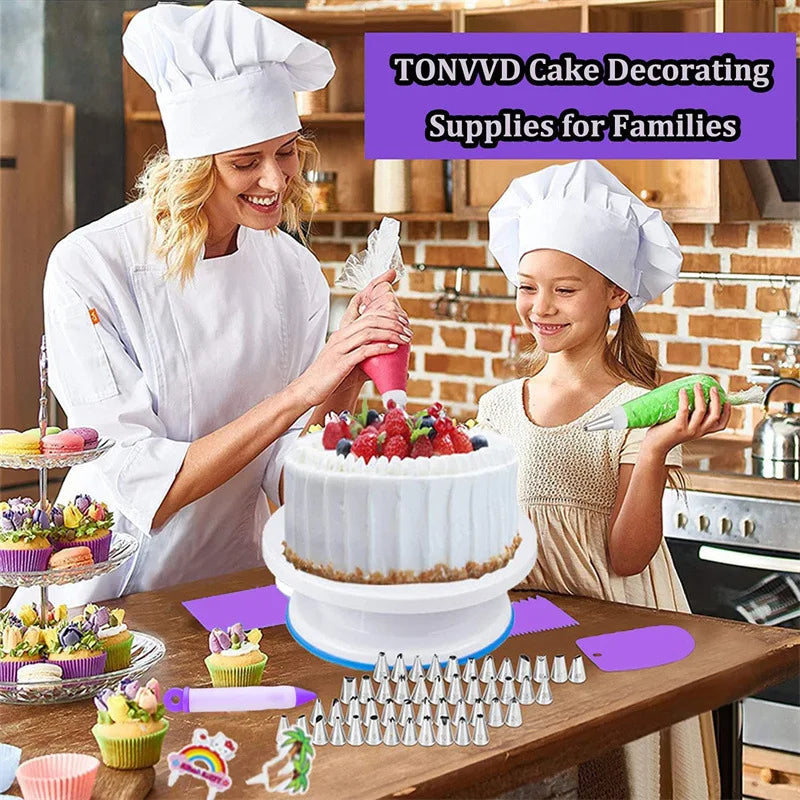 492-Piece Cake Decorating Kit – Turntable, Tips & Tools