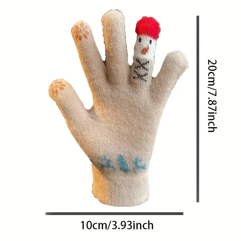 Women's Snowman Knit Touchscreen Winter Gloves | Warm & Cute