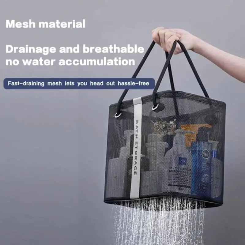 Portable Mesh Shower Tote Bag – Large Toiletry Organizer