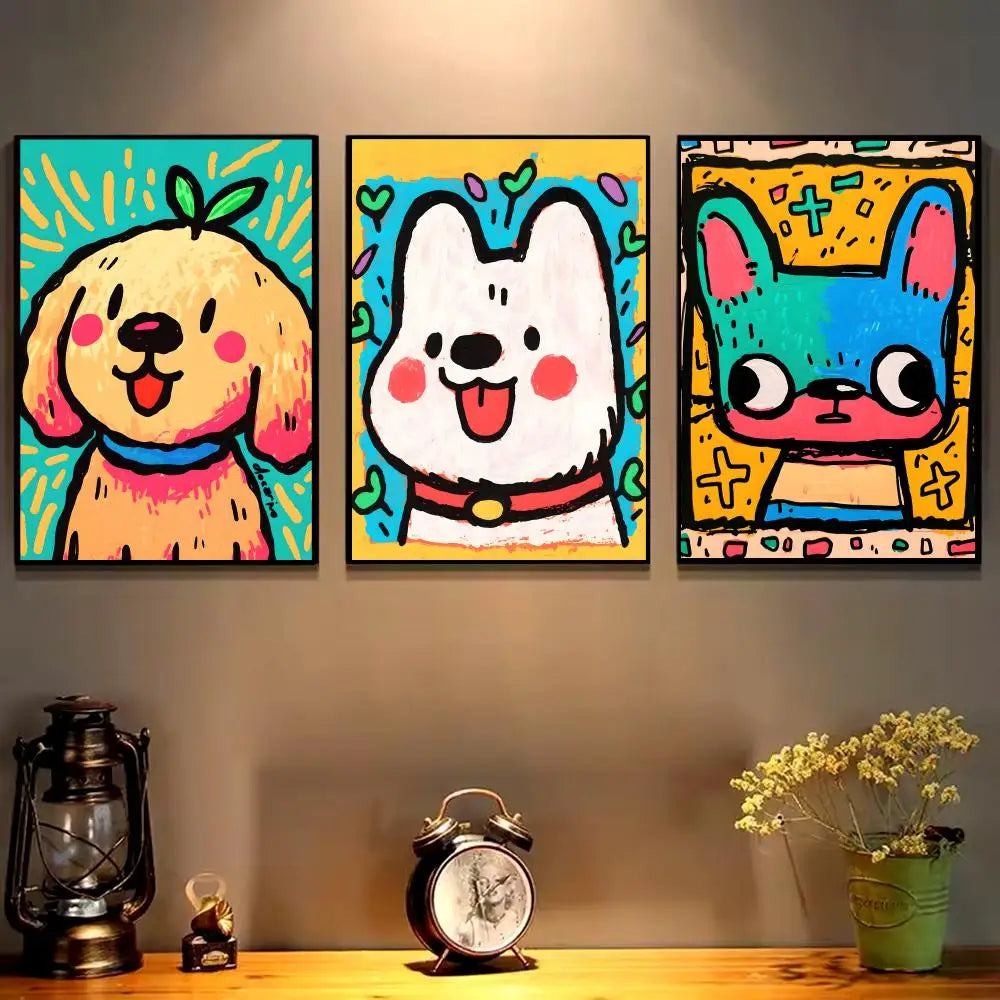 Colorful Dogs HD Canvas Wall Art Print – Unframed Home Decor