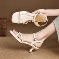 Women's Square Toe Buckle Sandals | Mid Heel Summer Shoes