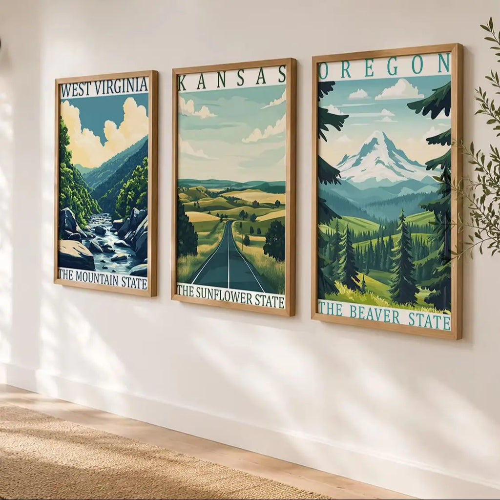USA Vintage Canvas Wall Art – Retro Landscape Poster Print
