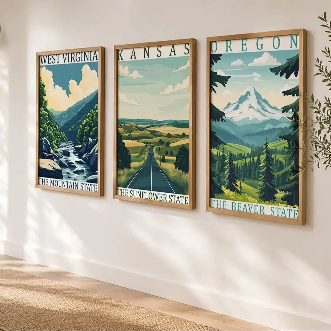 USA Vintage Canvas Wall Art – Retro Landscape Poster Print