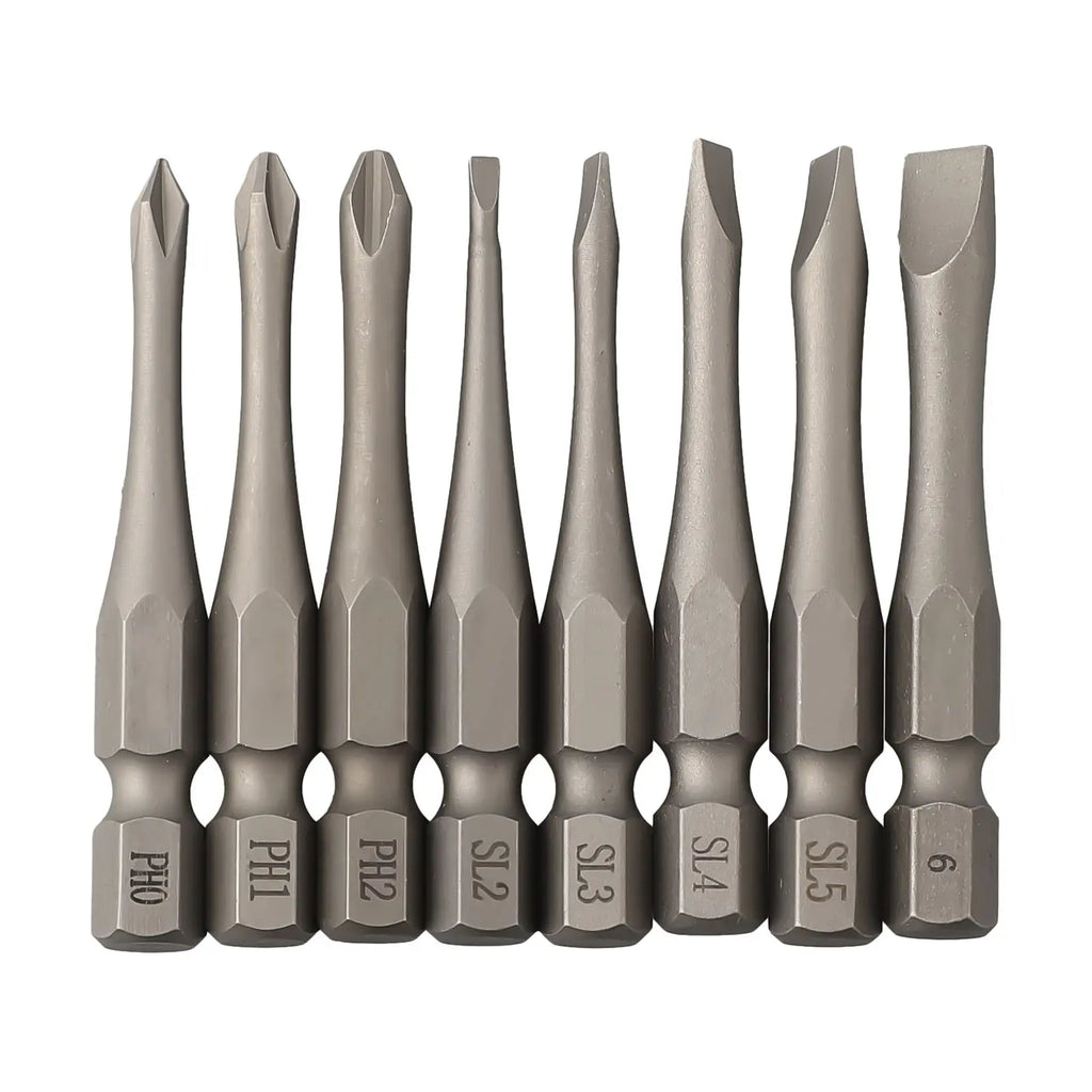 50mm Hex Screwdriver Bits Set – PH1 PH2 PH3 & Slotted SL3–SL6