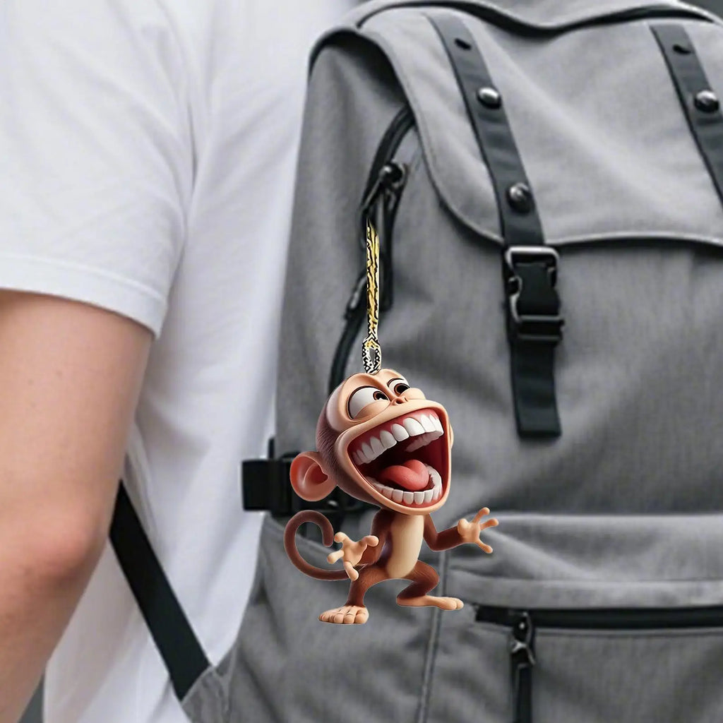 2D Acrylic Monkey Pendant – Car Charm, Keychain & Backpack Tag