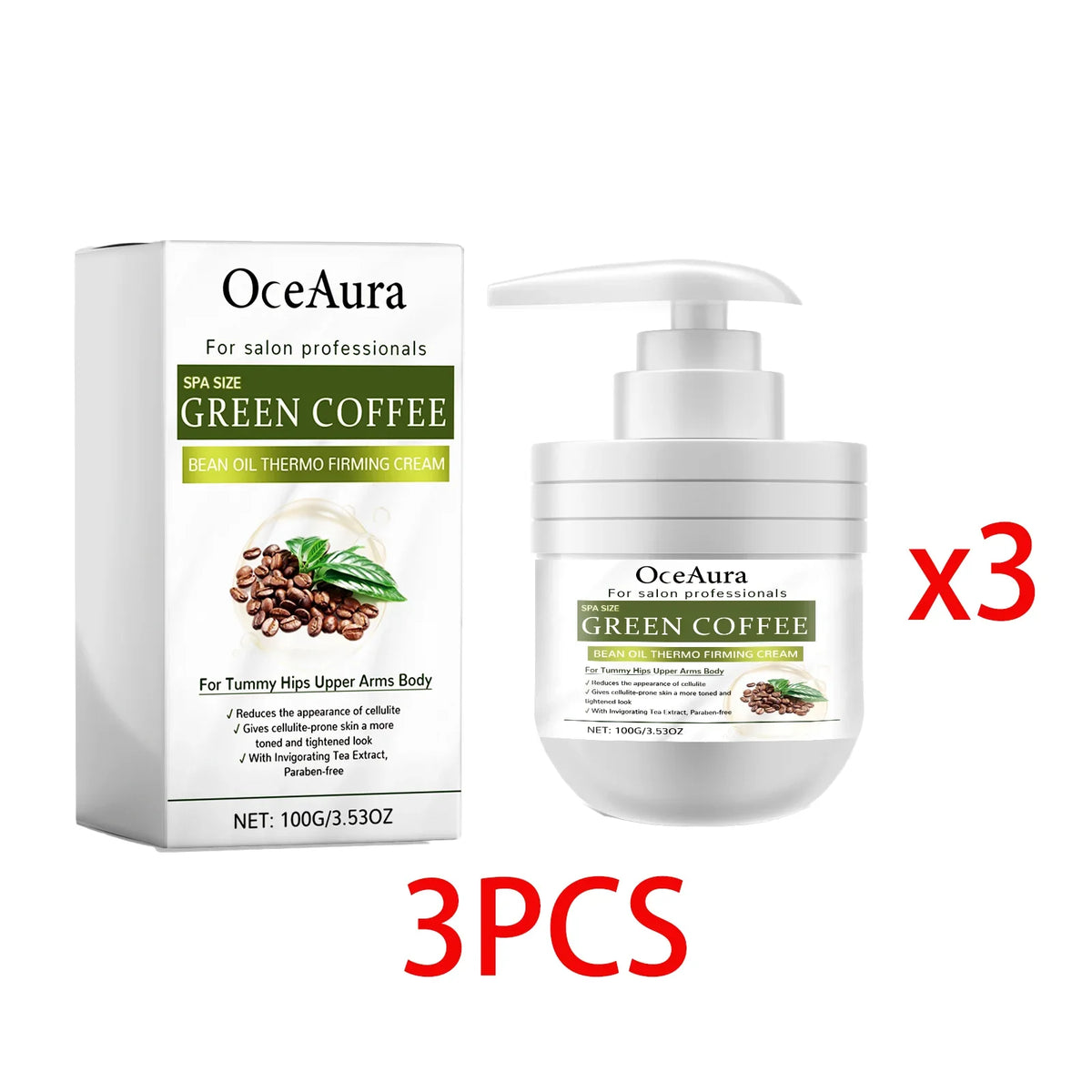 OceAura Green Coffee Body Cream | Firming & Moisturizing Lotion