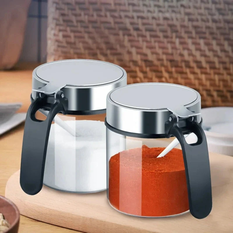 Glass Spice Jar with Stainless Steel Lid & Spoon | KEMORELA
