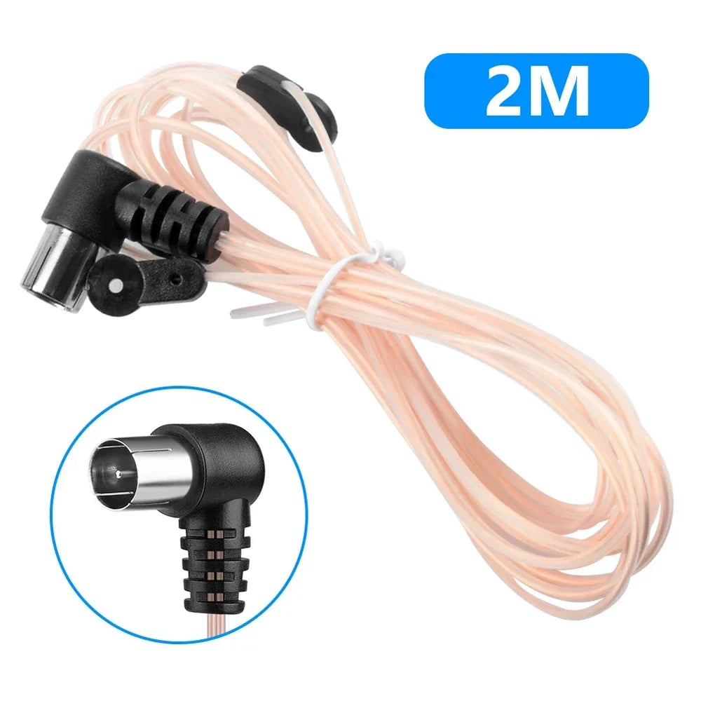 Indoor FM Dipole Antenna – 75 Ohm T-Type F Connector, 2m Cable