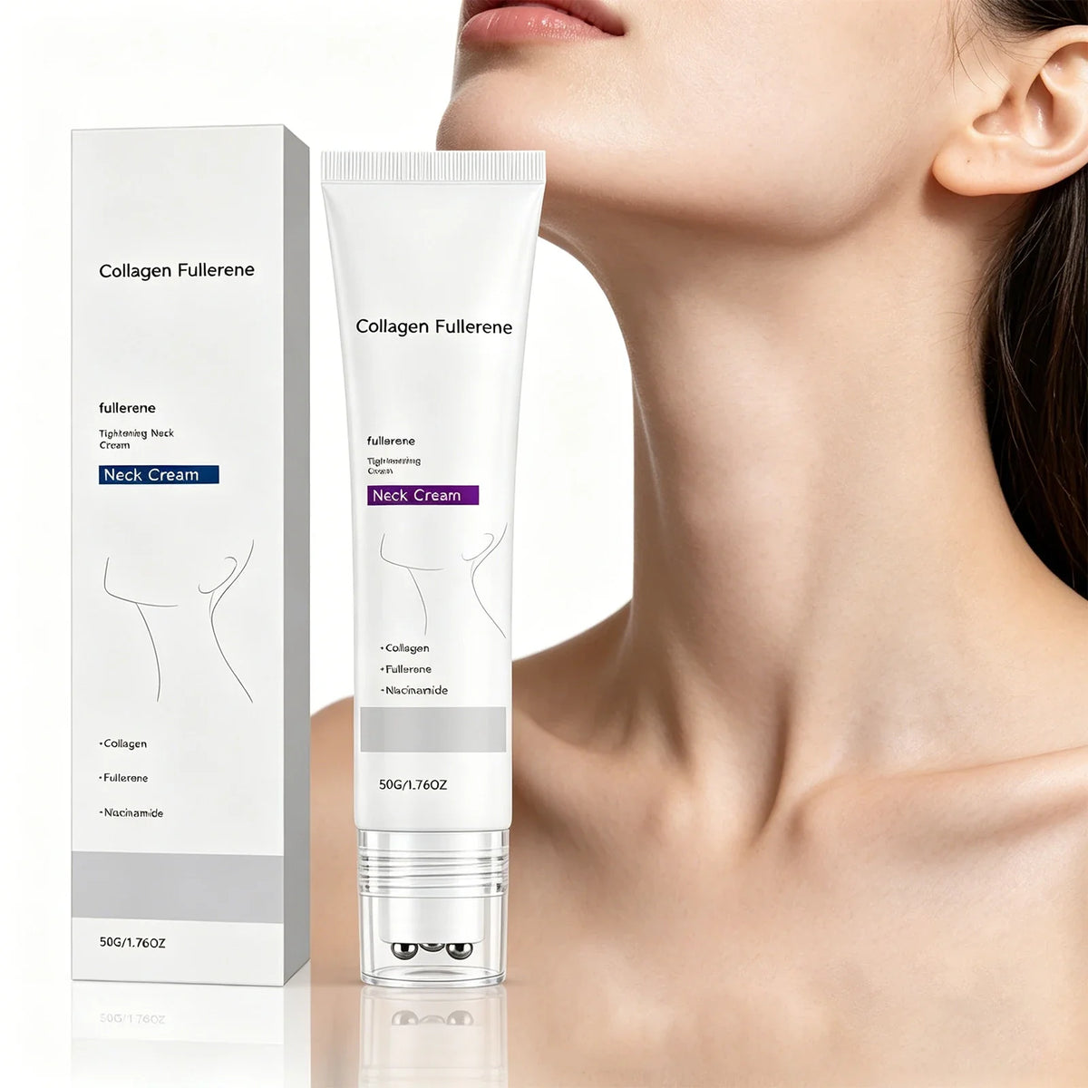 Collagen Firming Neck Cream with Rollerball Massager – 50g