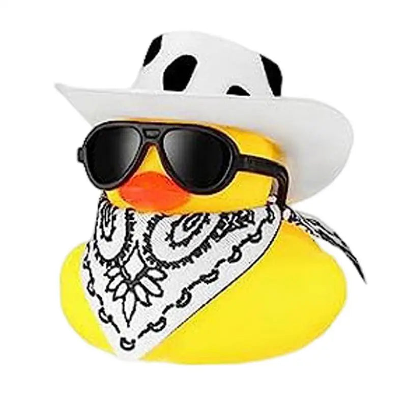 Car Rubber Duck Cowboy Cool Dashboard Ornament Sunglass Toy
