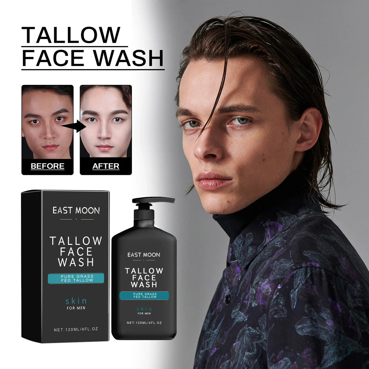 East Moon Men's Facial Cleanser – Oil Control & Pore Care