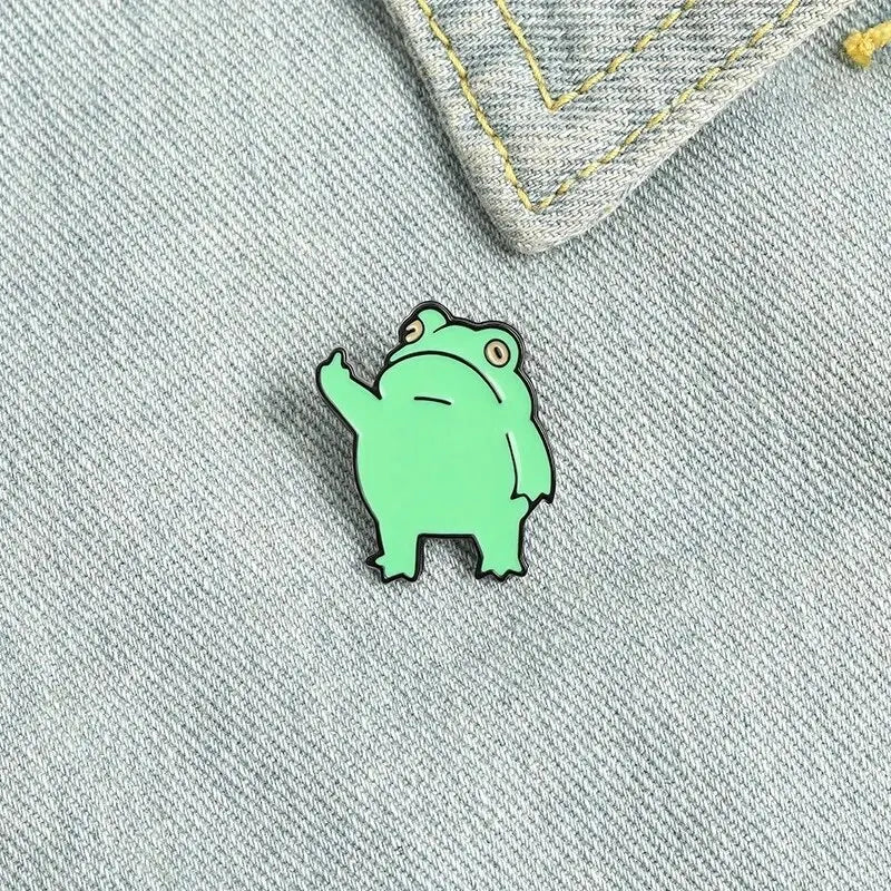 Funny Frog Middle Finger Zinc Alloy Brooch | Cartoon Pin Badge