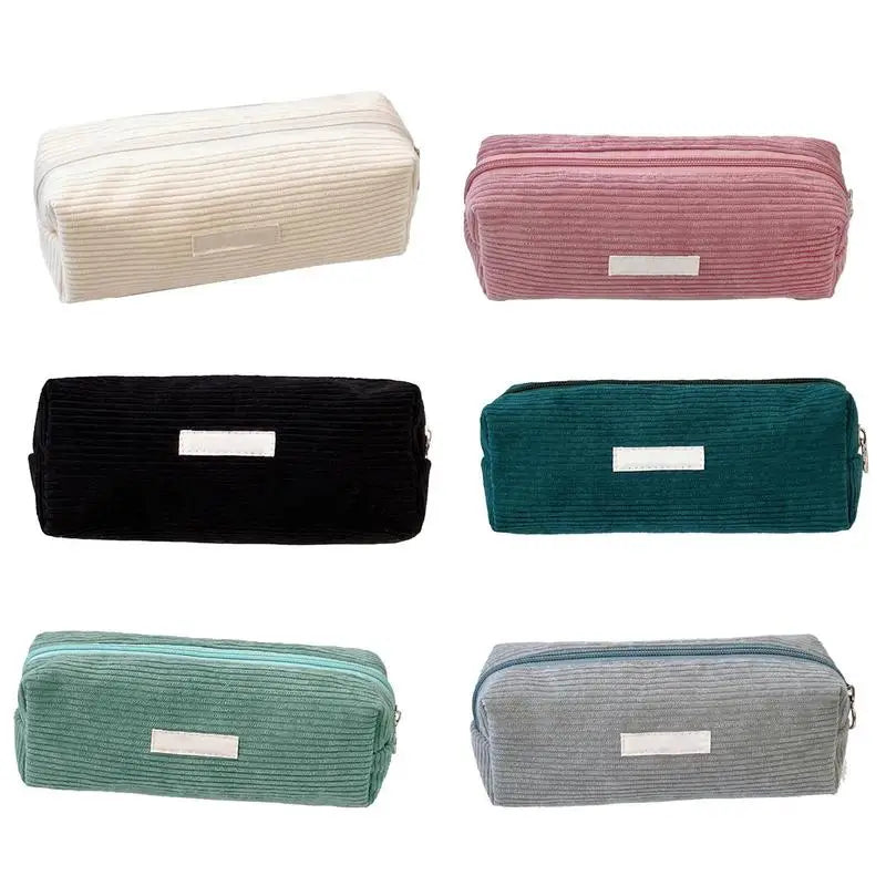 Large Capacity Corduroy Pencil Case | Cute Stationery Organizer