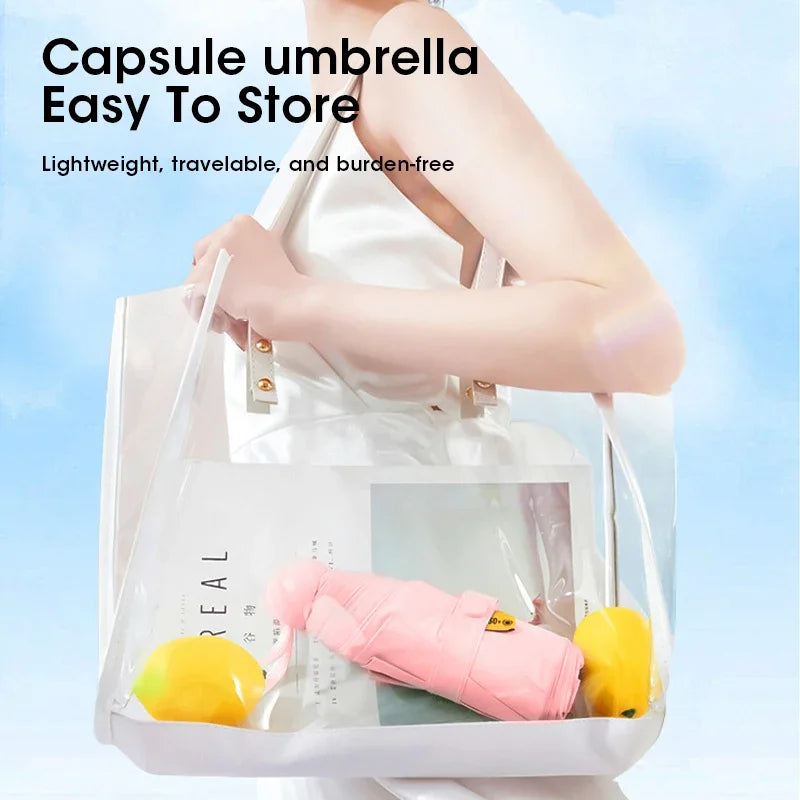 Mini Capsule Travel Umbrella – Windproof, UV Protection, Compact