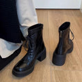 Women's Lace-Up Ankle Boots | Block Heel Back Zipper