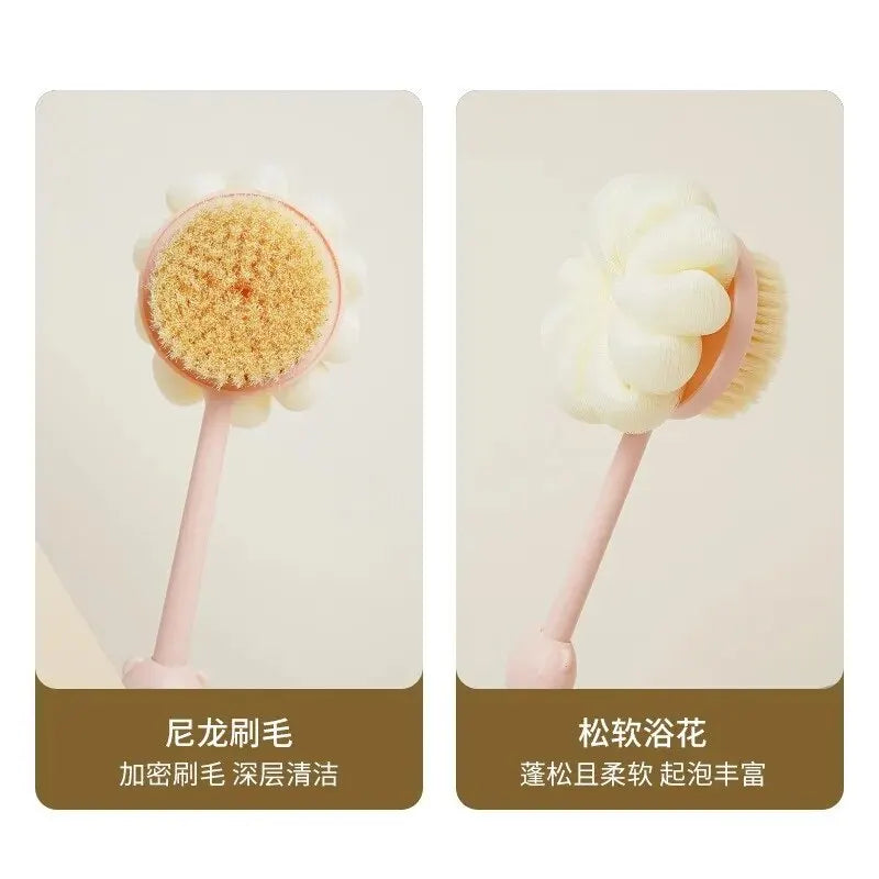 Double-Sided Silicone Body Brush | Long Handle Back Scrubber