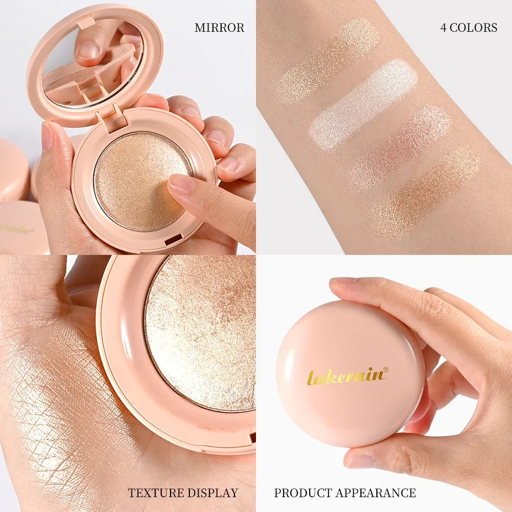Baked Shimmer Highlighter Powder – Waterproof Glow, 4 Shades