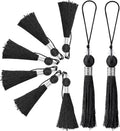 8 PCS Handmade Beaded Polyester Tassel Pendants – 9" Black