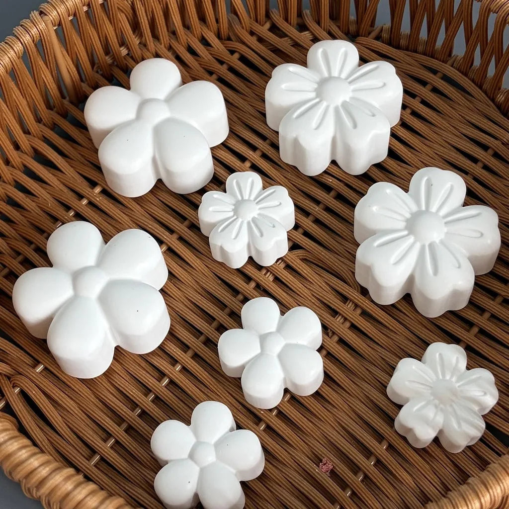 4-Cavity Mixed Flower Silicone Mold 3D Sakura Sunflower Chrysanthemum