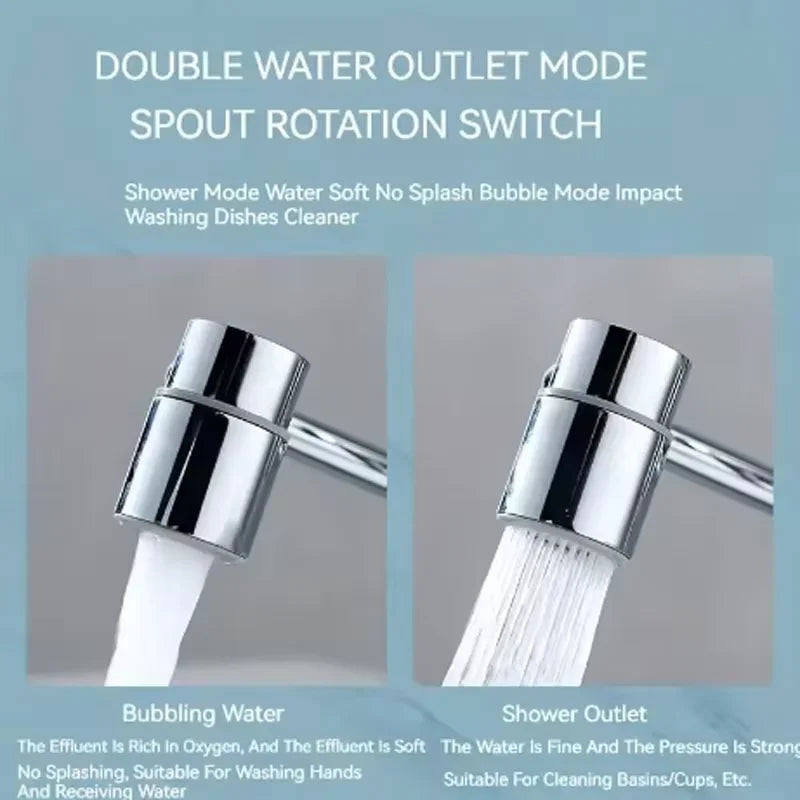 1080° Swivel Stainless Steel Faucet Extender – Dual Spray Mode