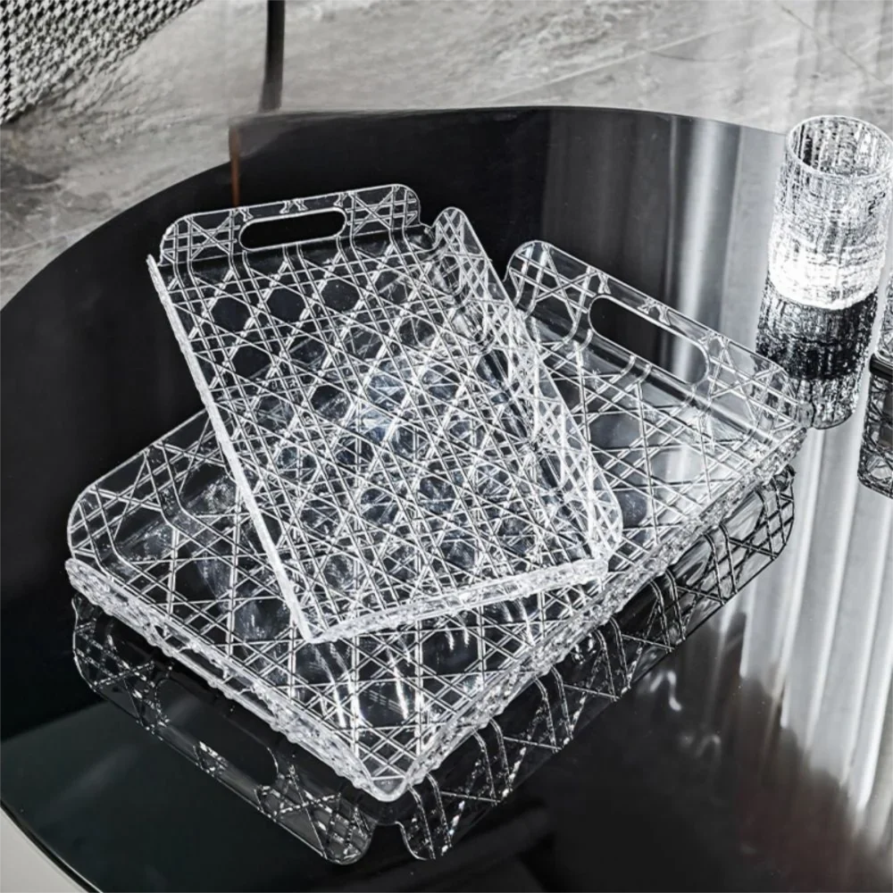 Household Rectangular Storage Tray Light Luxury Transparent Water Cup
