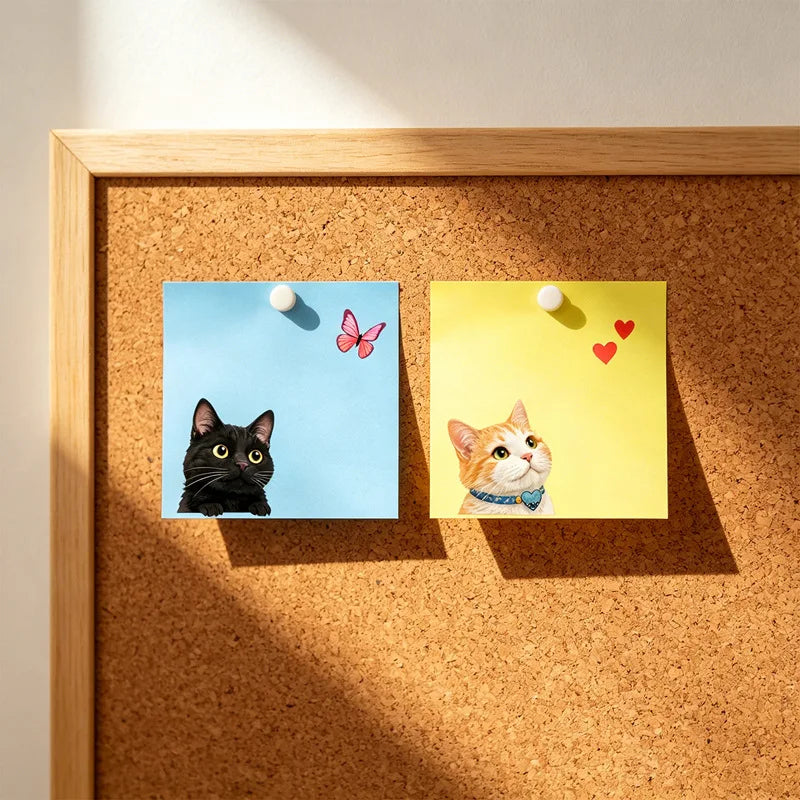 Macaron Cat Sticky Notes – Kawaii Memo Pads 50 Sheets
